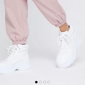 Chunky white boot sneakers